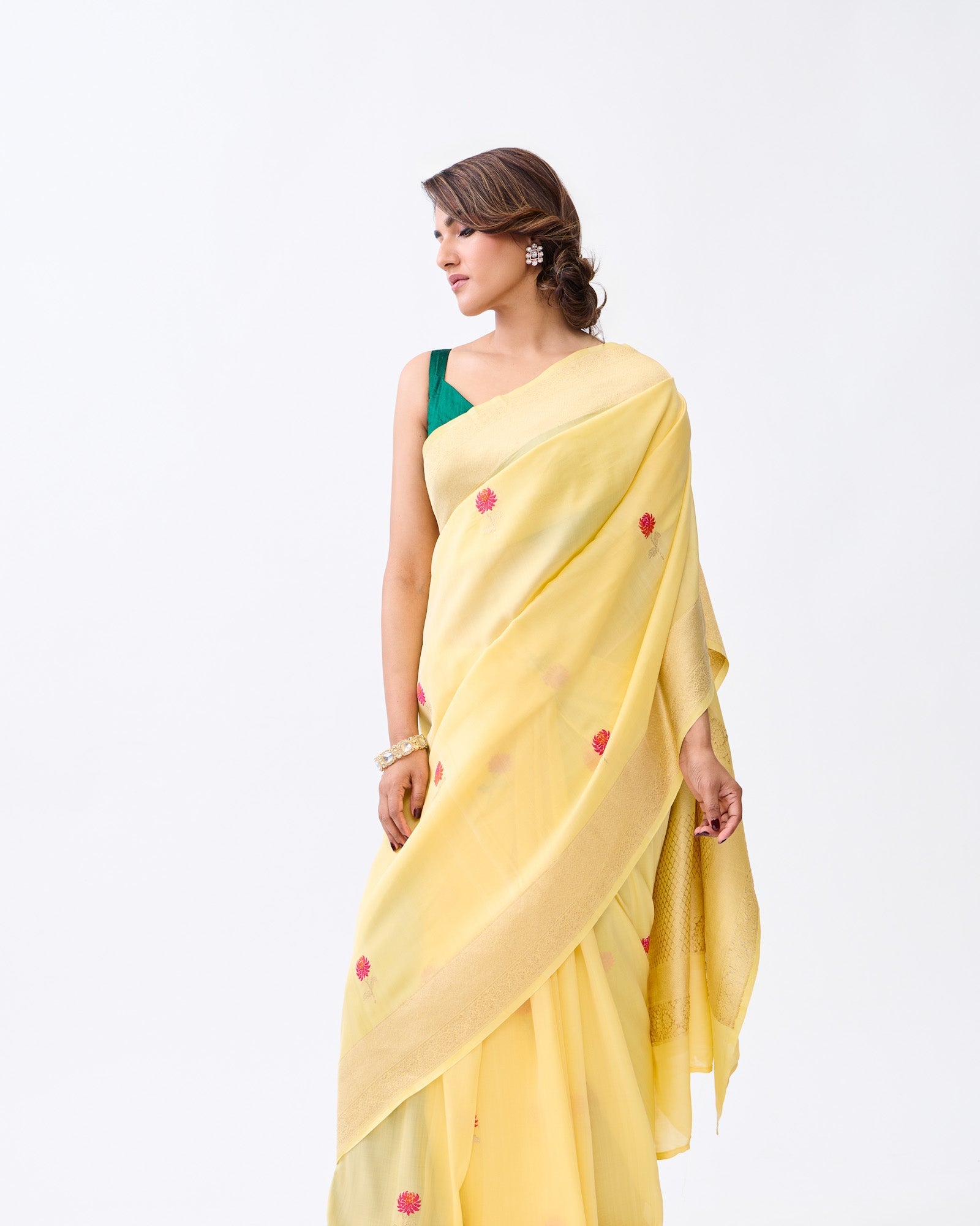 Yellow Banarasi Georgette Saree