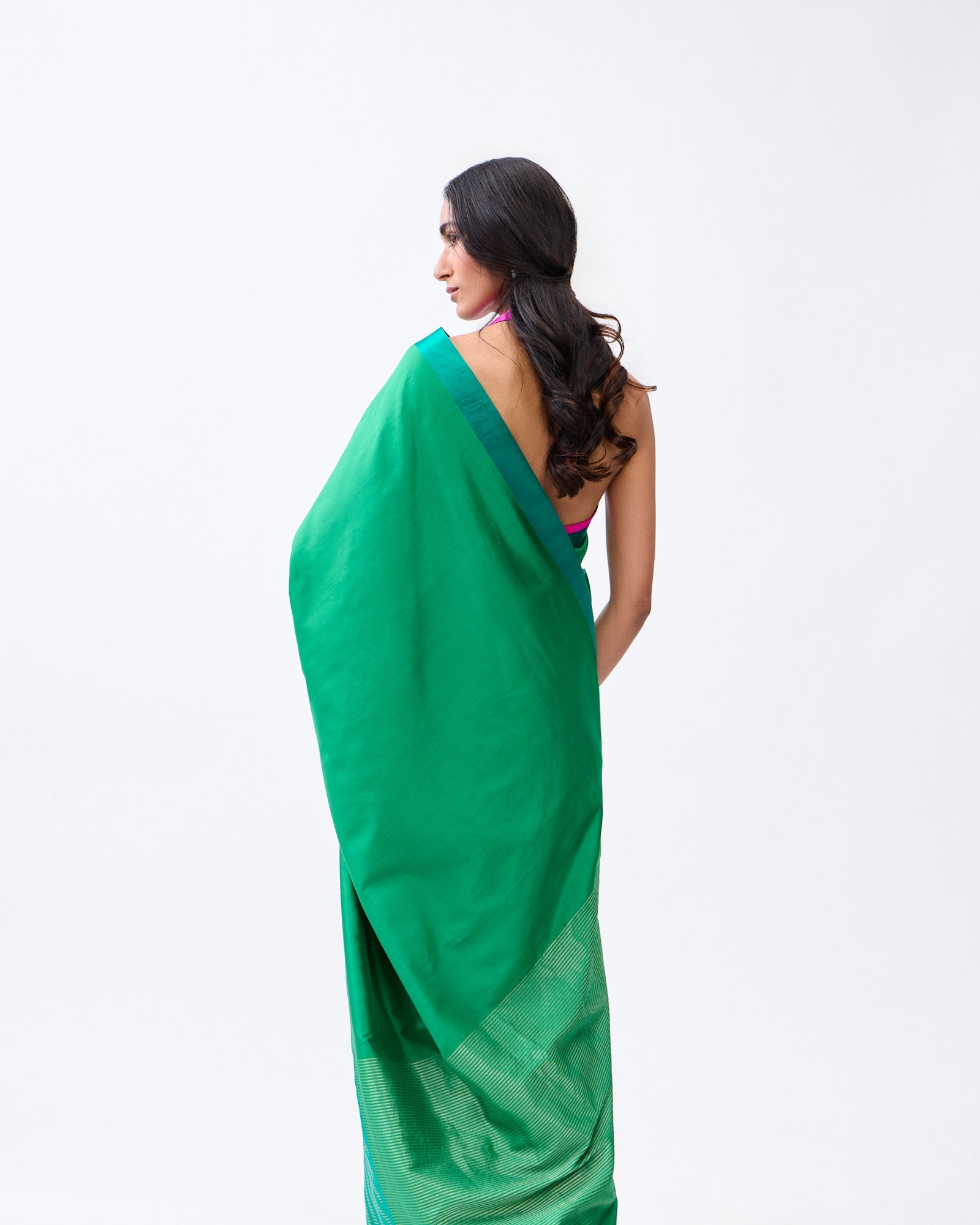 Green Banarasi Satin Silk Saree