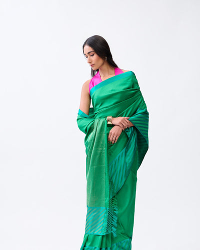 Green Banarasi Satin Silk Saree