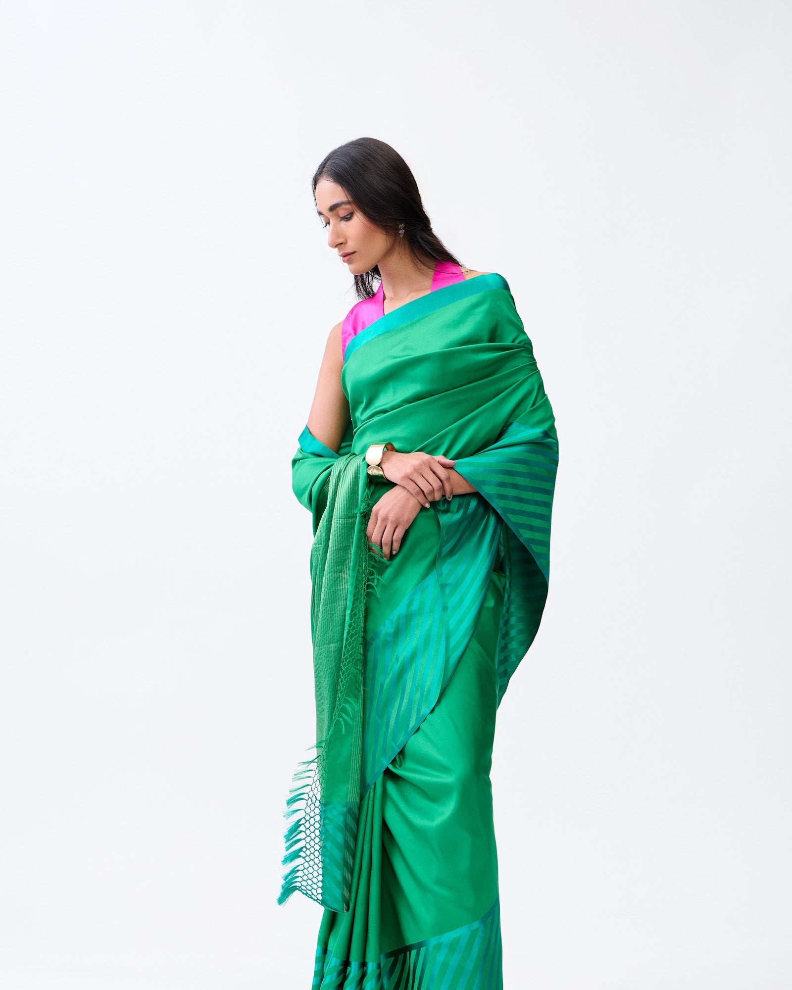 Green Banarasi Satin Silk Saree