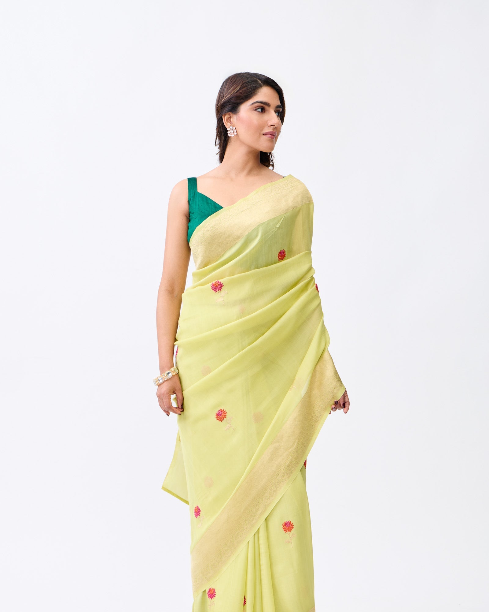 Green Banarasi Georgette Saree