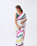 White Banarasi Satin Silk Saree
