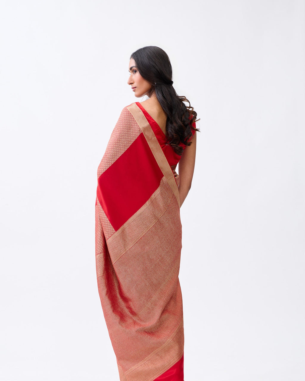 Red Mysore Crepe Silk Saree