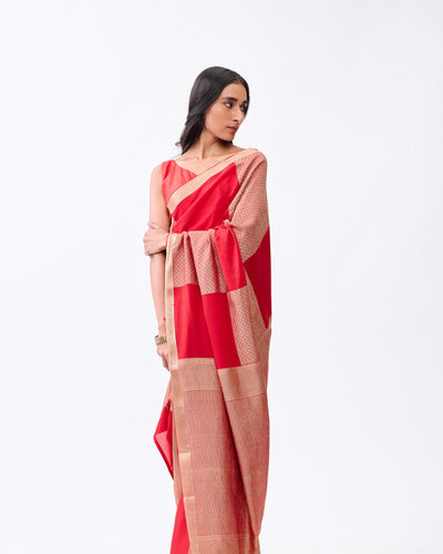Red Mysore Crepe Silk Saree