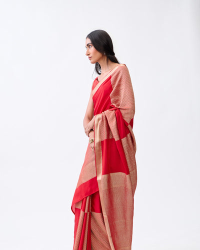 Red Mysore Crepe Silk Saree