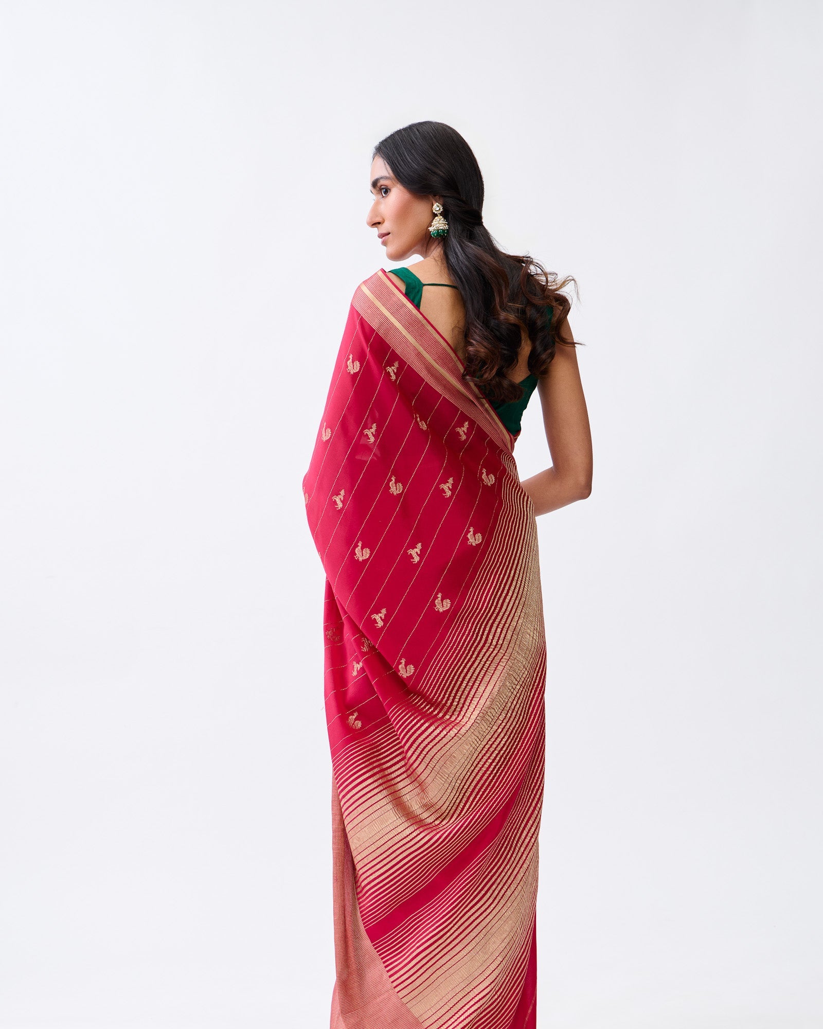 Red Mysore Crepe Silk Saree