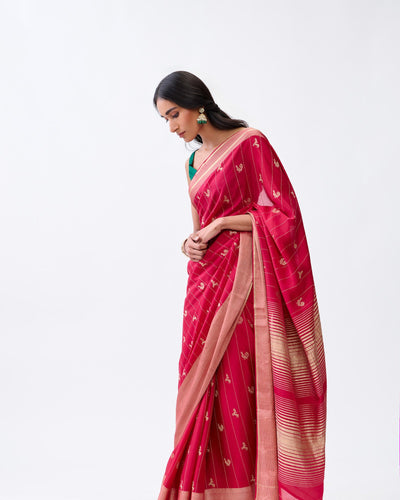 Red Mysore Crepe Silk Saree