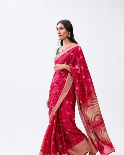 Red Mysore Crepe Silk Saree