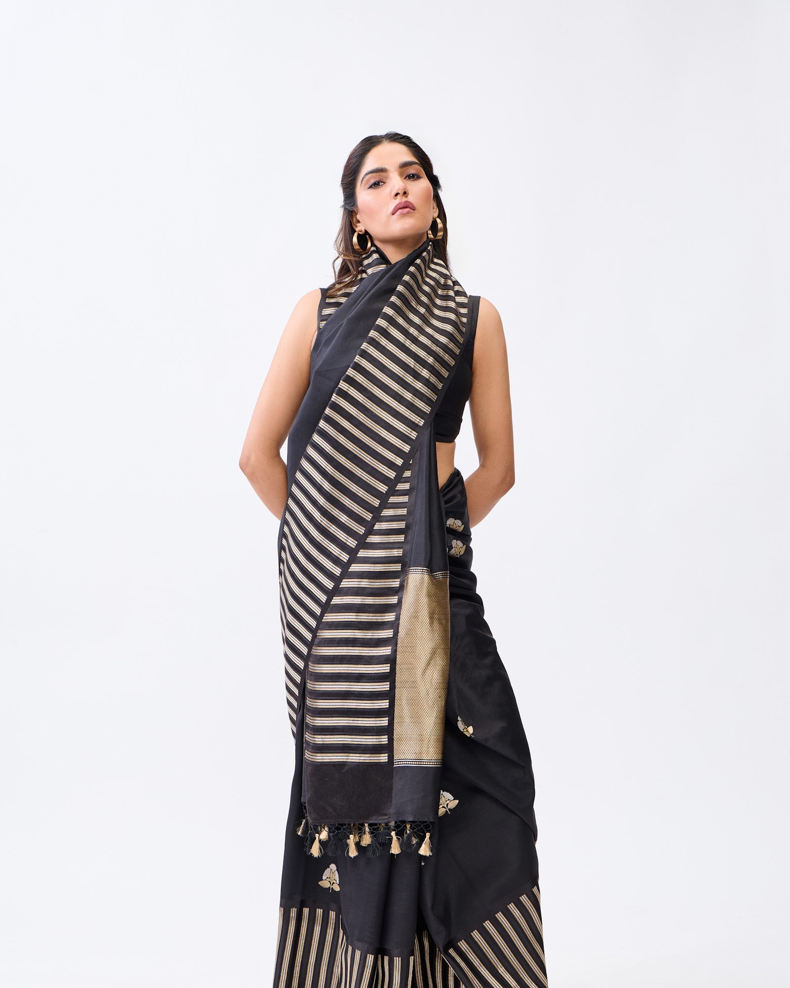 Black Banarasi Poona Silk Saree