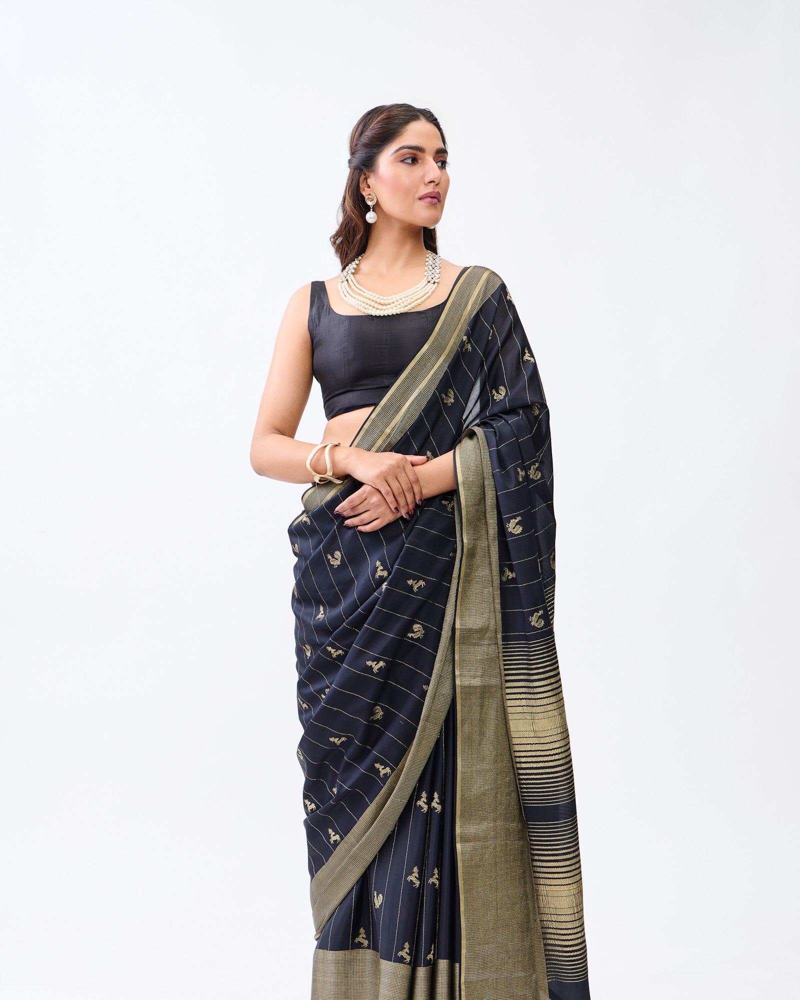 Black Mysore Crepe Silk Saree
