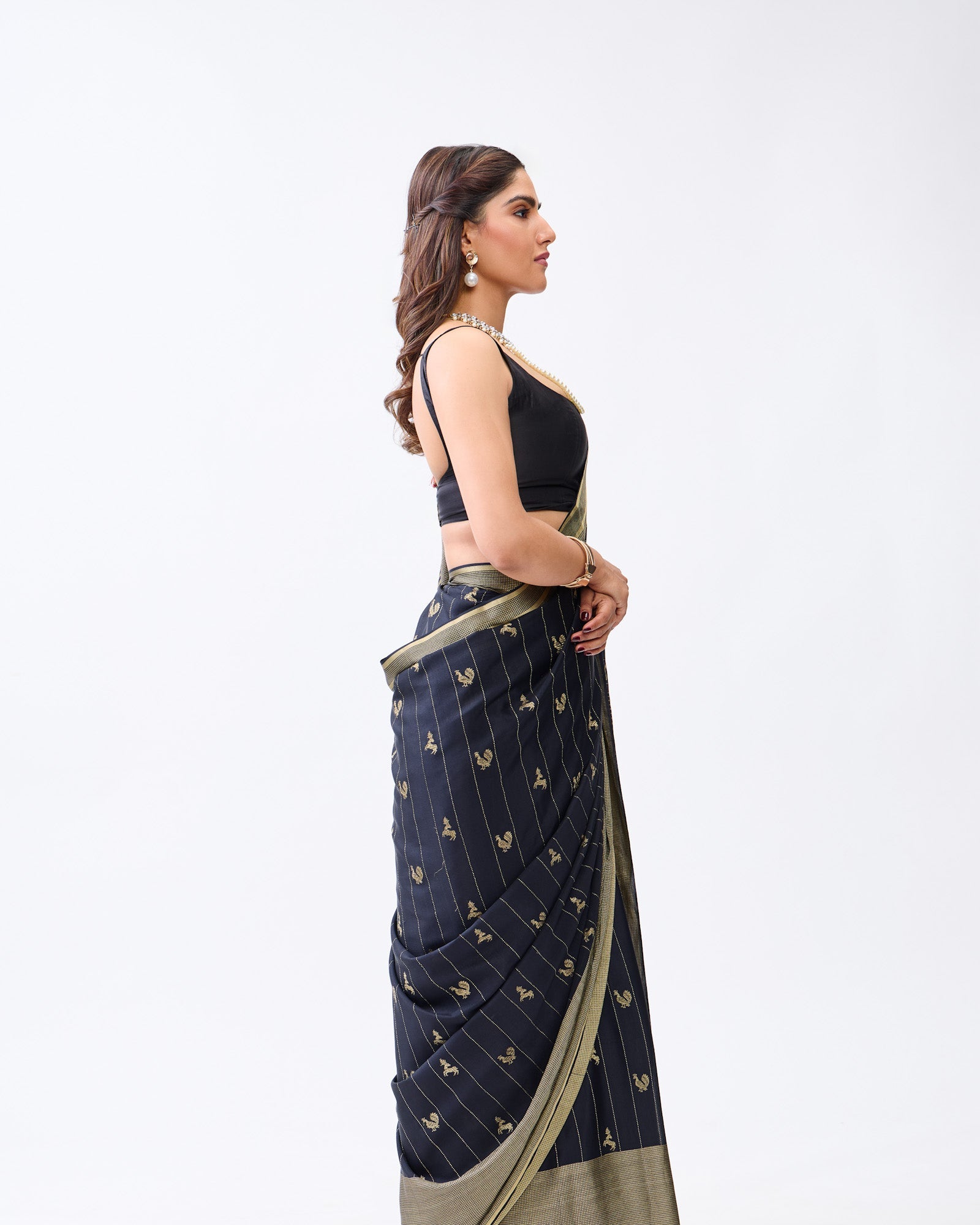 Black Mysore Crepe Silk Saree