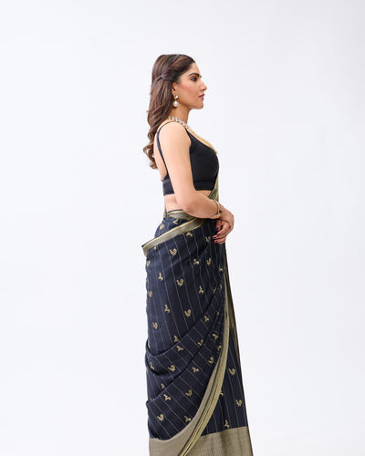 Black Mysore Crepe Silk Saree