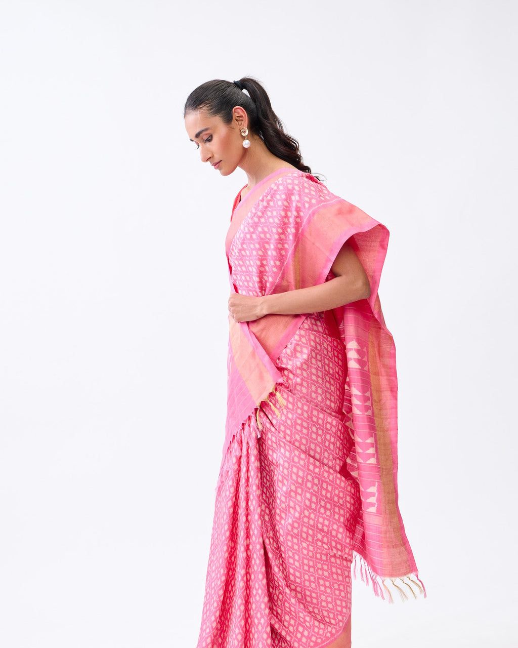 Pink Patola Silk Saree