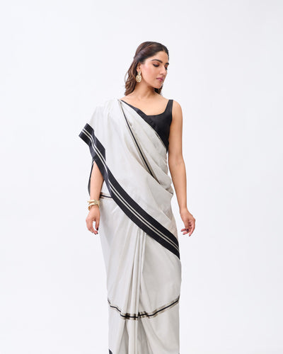 Grey Banarasi Satin Silk Saree