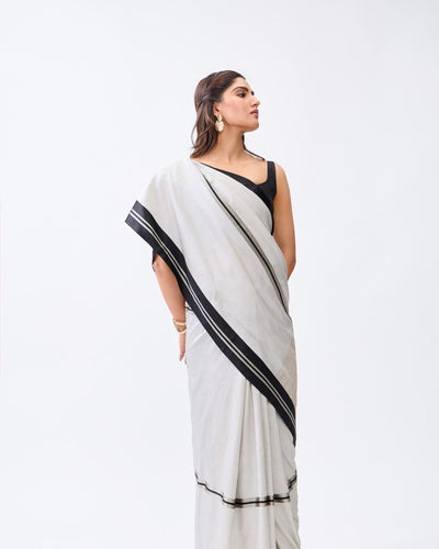 Grey Banarasi Satin Silk Saree