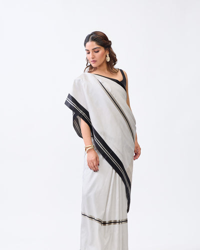 Grey Banarasi Satin Silk Saree
