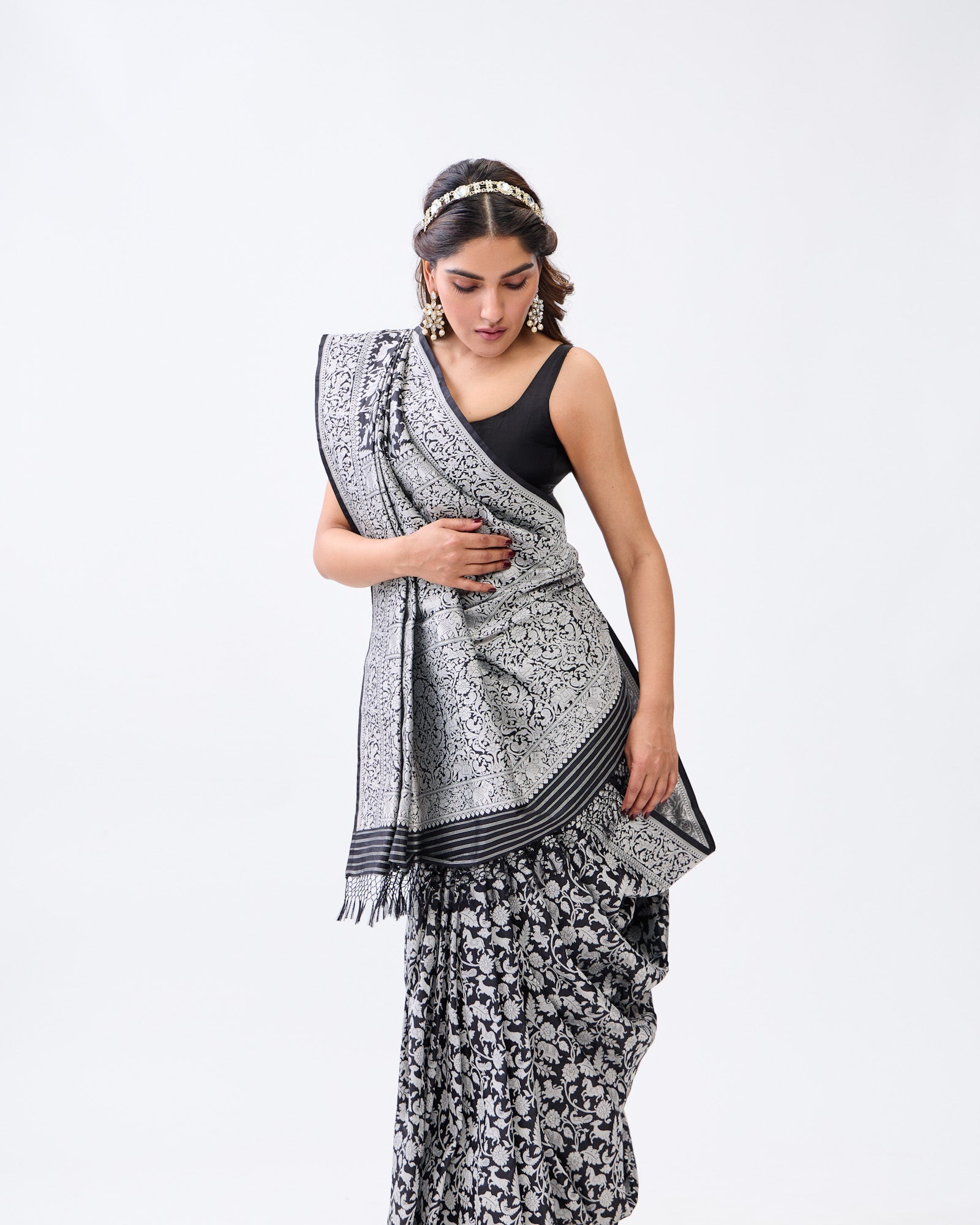 Black Banarasi Silk Saree