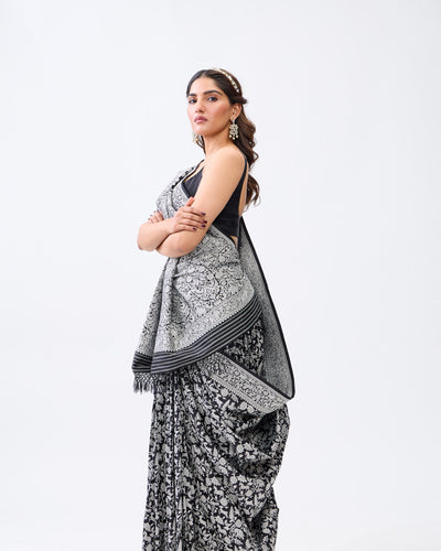 Black Banarasi Silk Saree