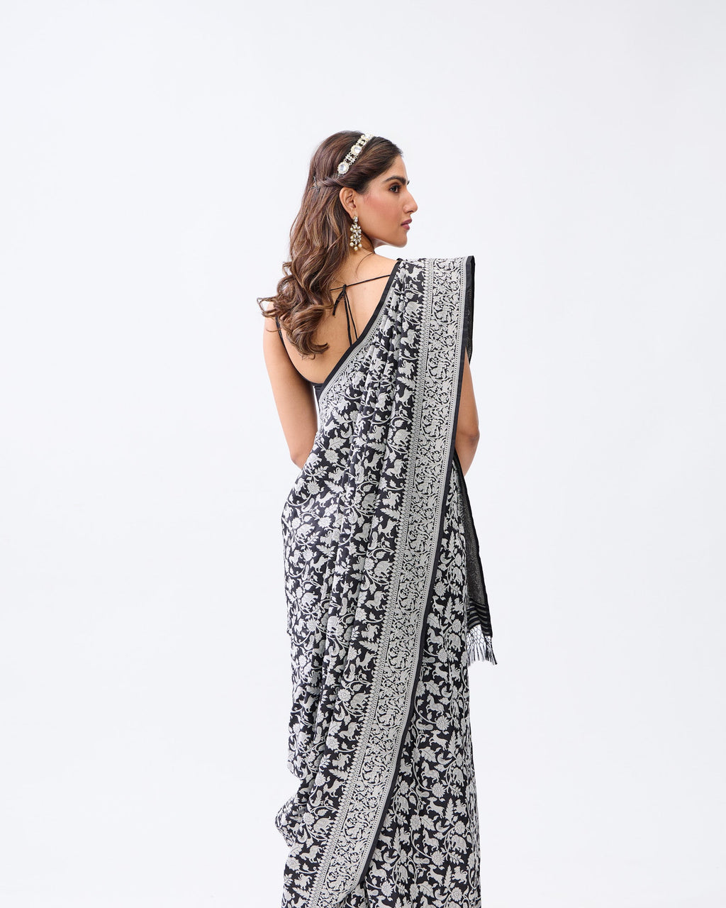 Black Banarasi Silk Saree