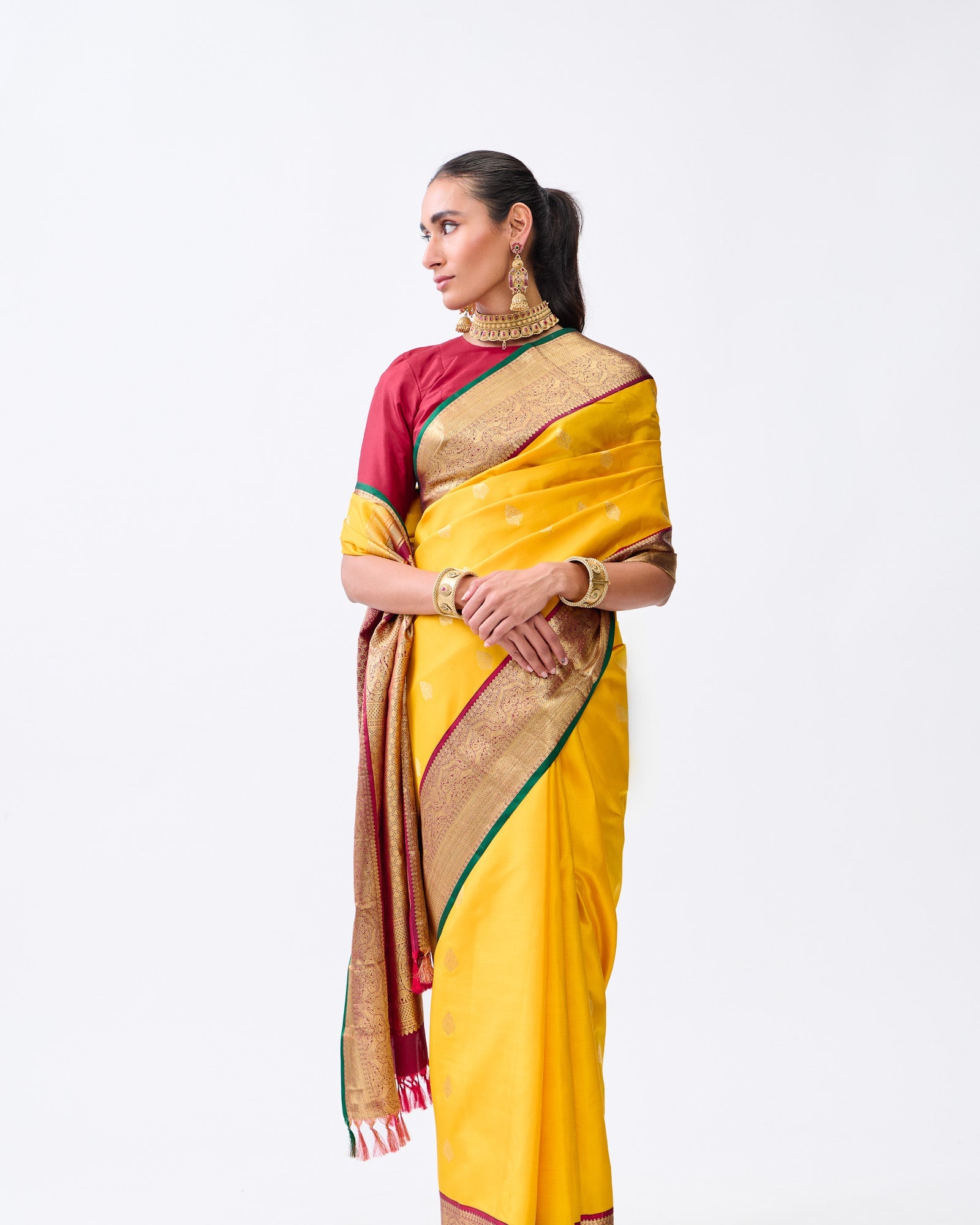 Yellow Kanchivaram Silk Saree