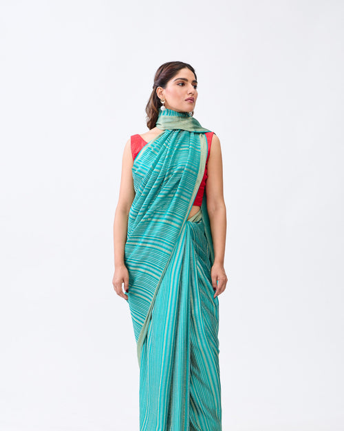 Blue Mysore Crepe Silk Saree