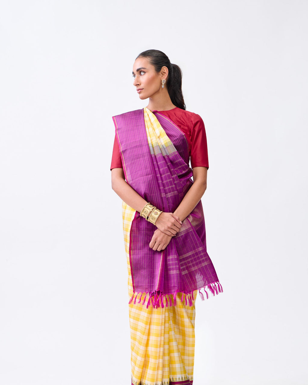 Yellow & Cream Kanchivaram Silk Saree