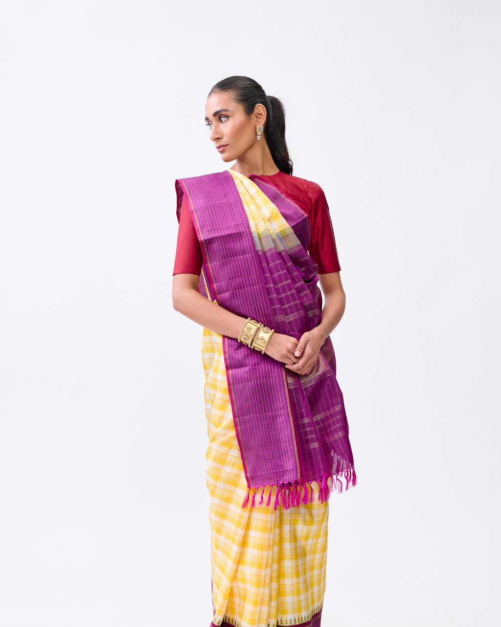 Yellow & Cream Kanchivaram Silk Saree