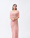Peach Banarasi Georgette Silk Saree