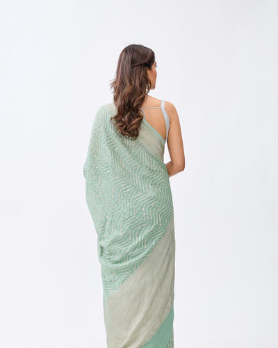 Green Banarasi Georgette Silk Saree