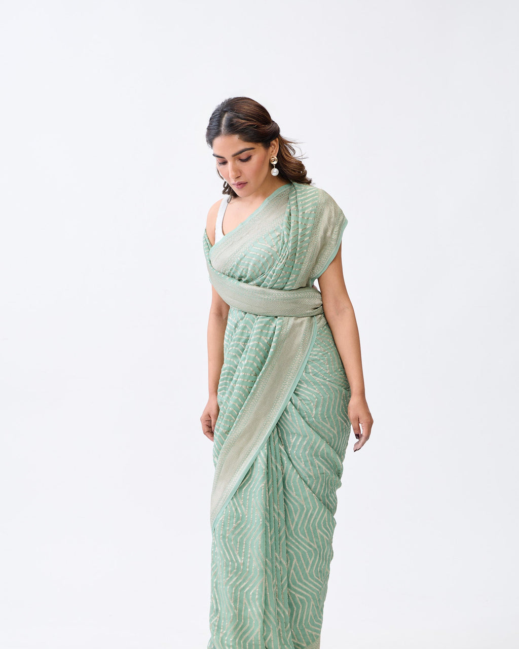 Green Banarasi Georgette Silk Saree