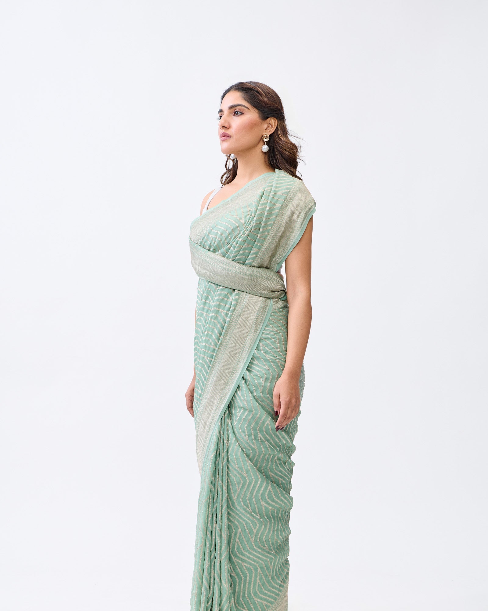 Green Banarasi Georgette Silk Saree