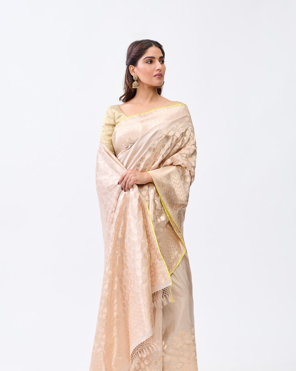 Silver Grey Banarasi Silk Saree