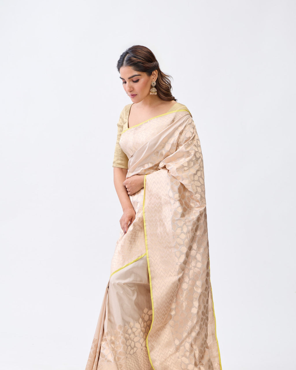 Silver Grey Banarasi Silk Saree