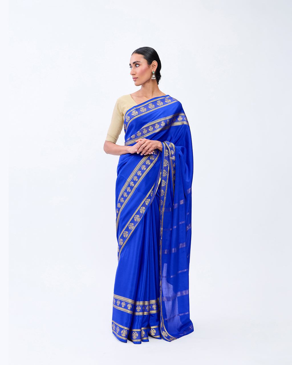 Blue Mysore Crepe Silk Saree