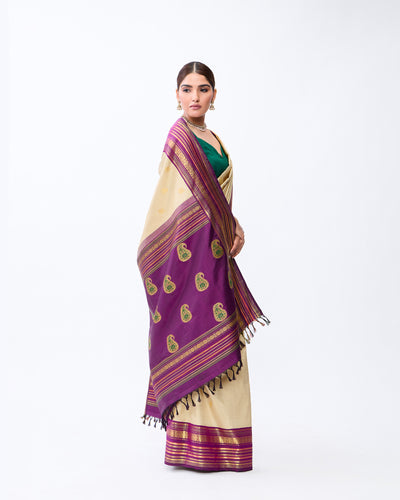 Ivory Kanchivaram Silk Saree - 021 of 105