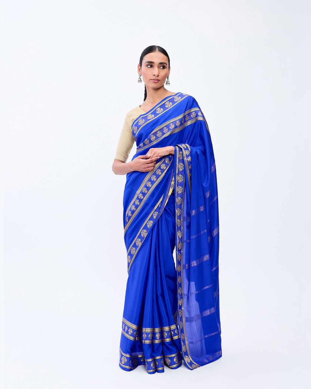 Blue Mysore Crepe Silk Saree