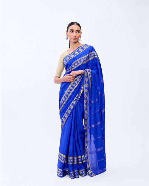 Blue Mysore Crepe Silk Saree