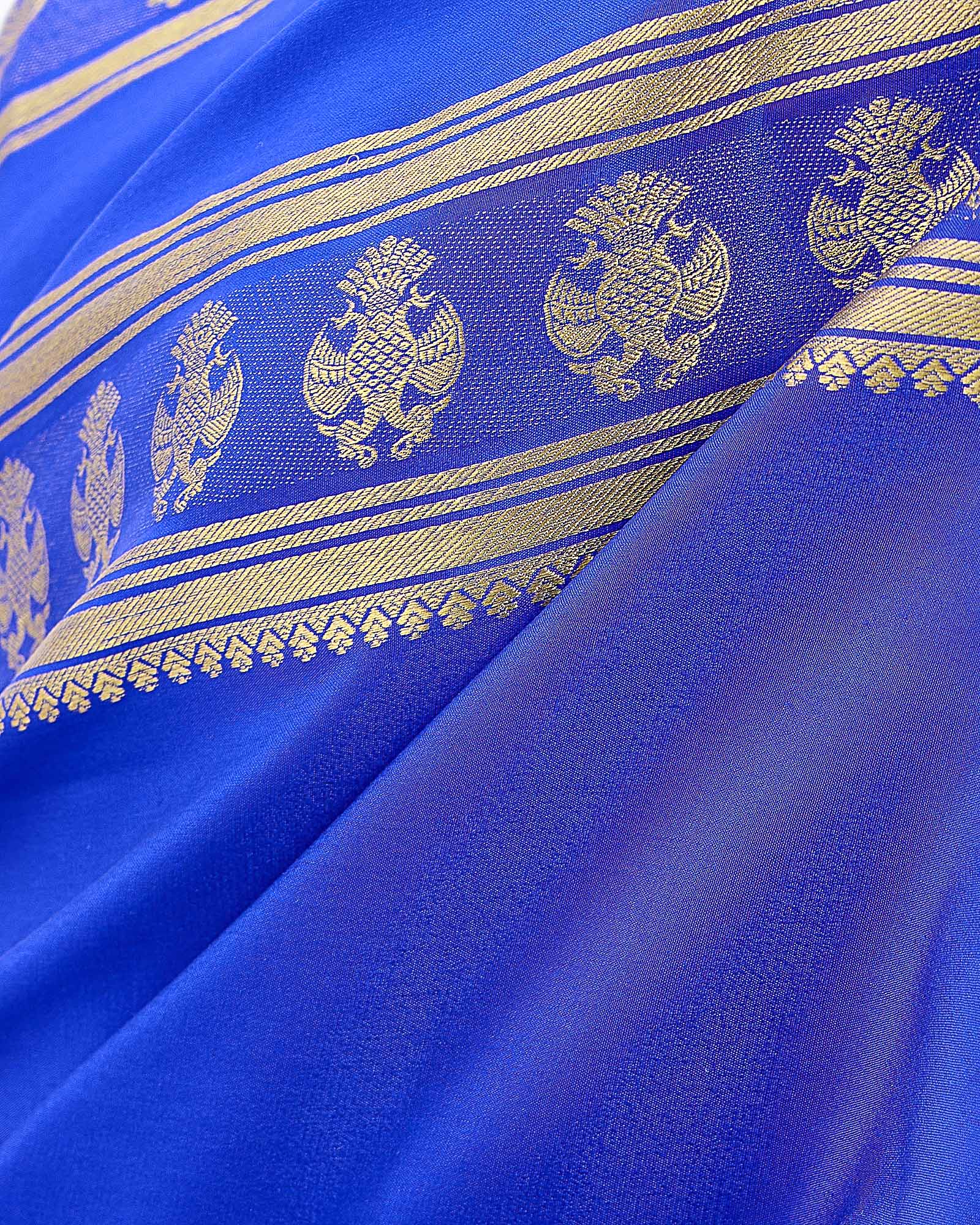 Blue Mysore Crepe Silk Saree