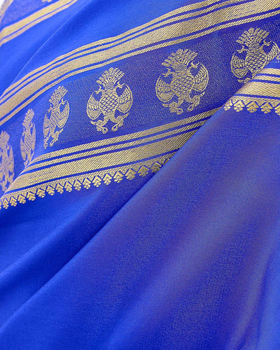 Blue Mysore Crepe Silk Saree