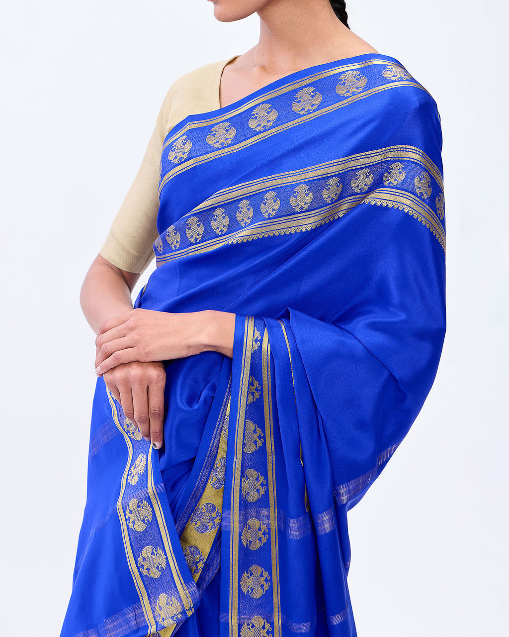 Blue Mysore Crepe Silk Saree