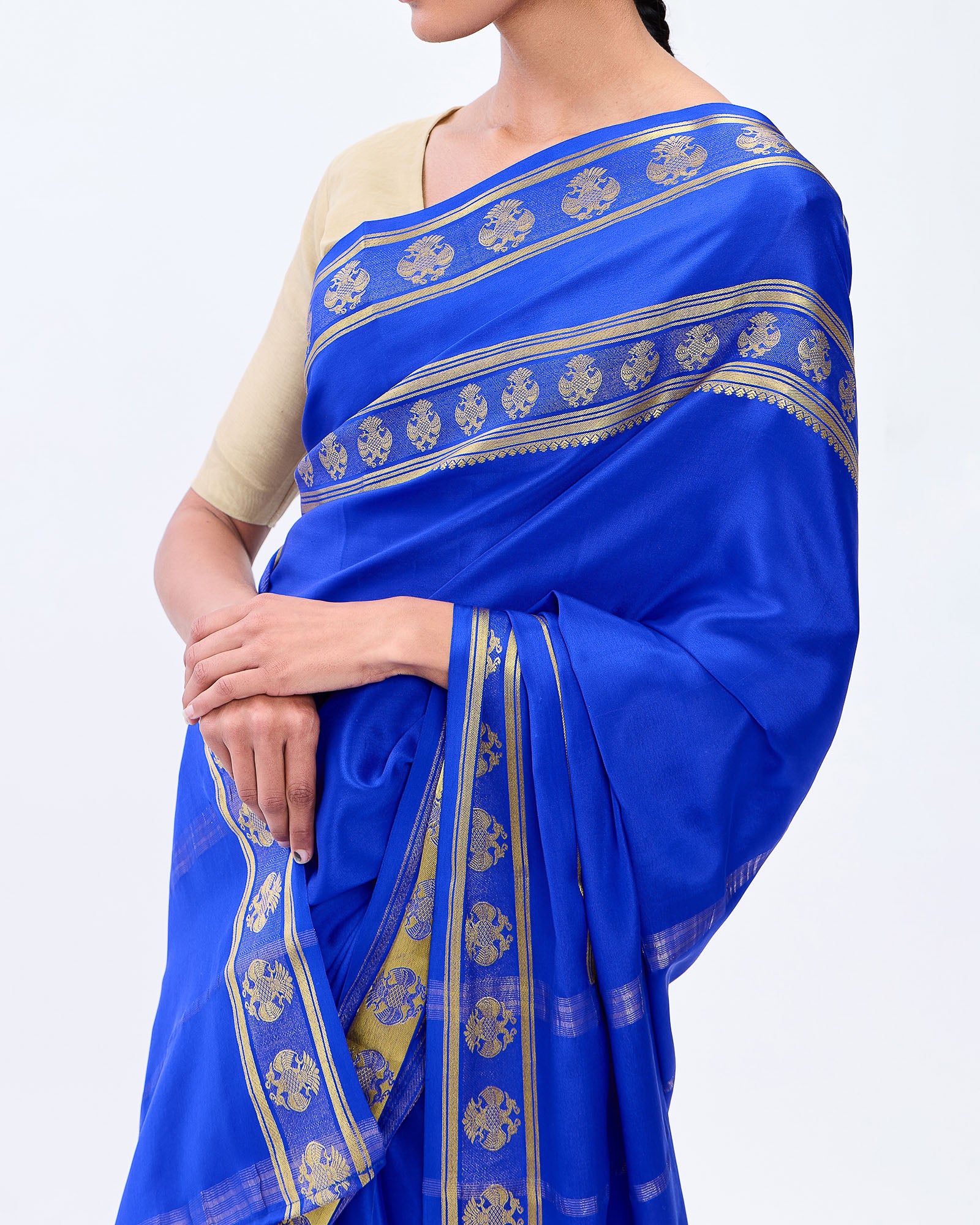 Blue Mysore Crepe Silk Saree