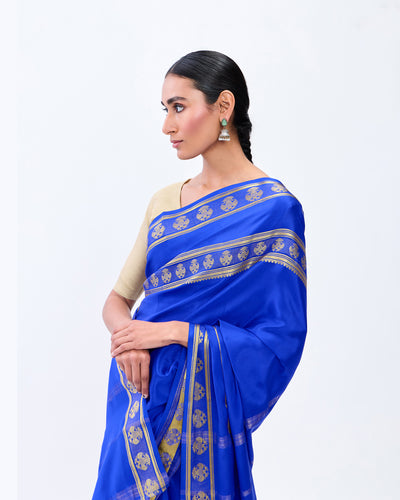 Blue Mysore Crepe Silk Saree