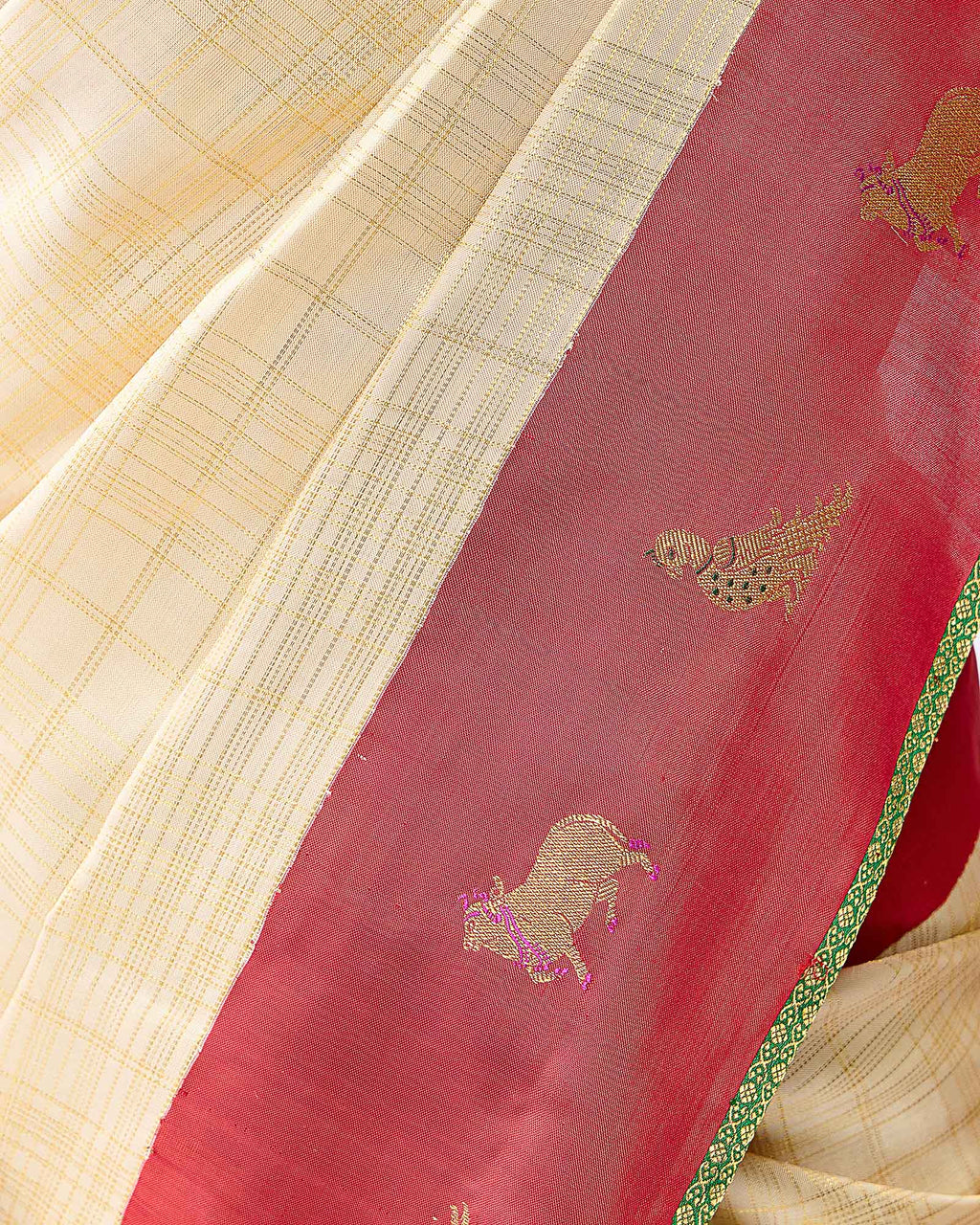 Cream Kanchivaram Silk Saree