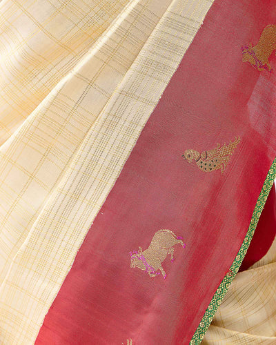 Cream Kanchivaram Silk Saree
