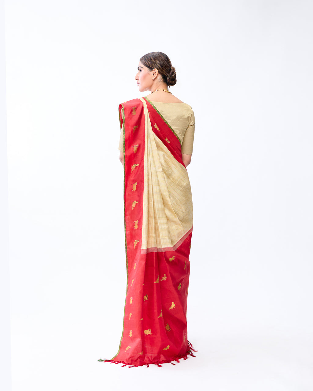 Cream Kanchivaram Silk Saree