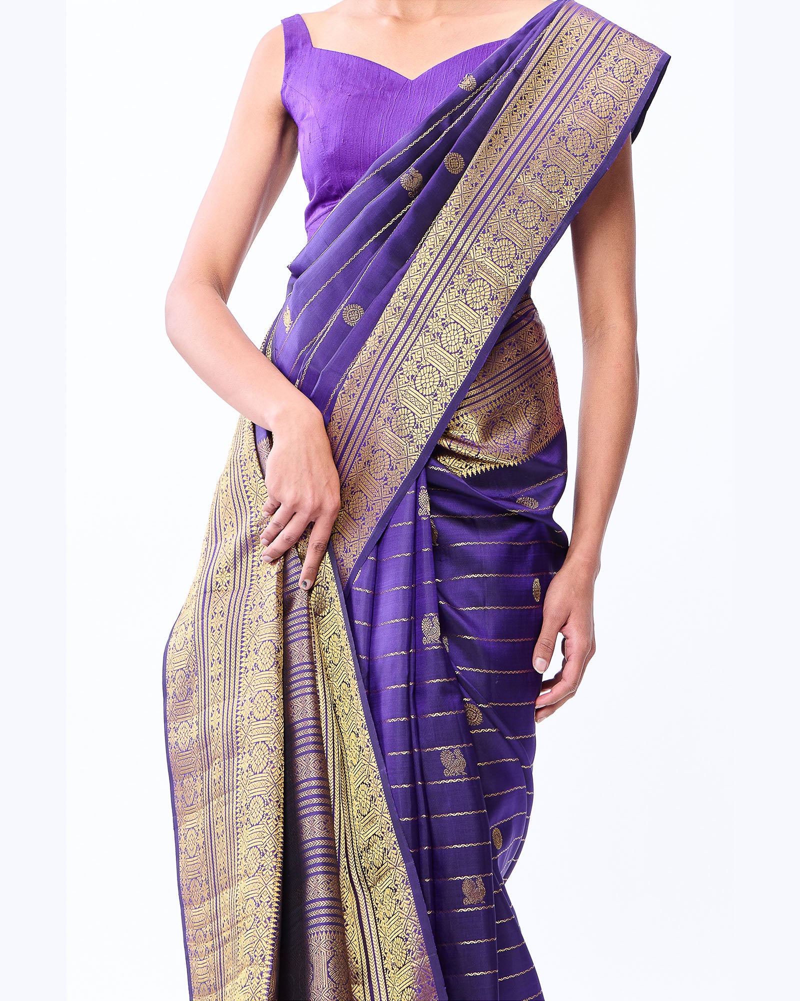 Navy Blue Kanchivaram Silk Saree - 057 of 105