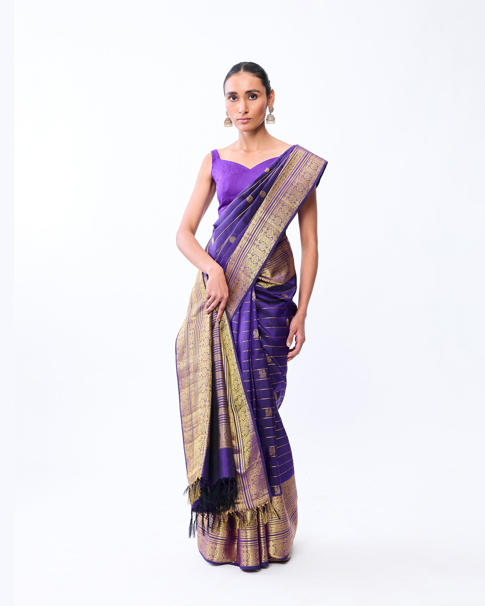 Navy Blue Kanchivaram Silk Saree - 057 of 105