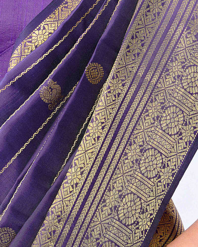 Navy Blue Kanchivaram Silk Saree - 057 of 105