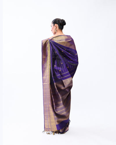 Navy Blue Kanchivaram Silk Saree - 057 of 105