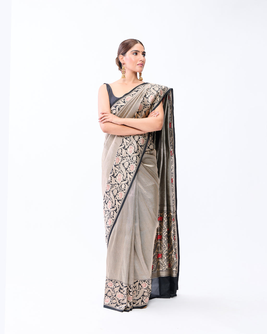 Black Banarasi Silk Saree - 095 of 105